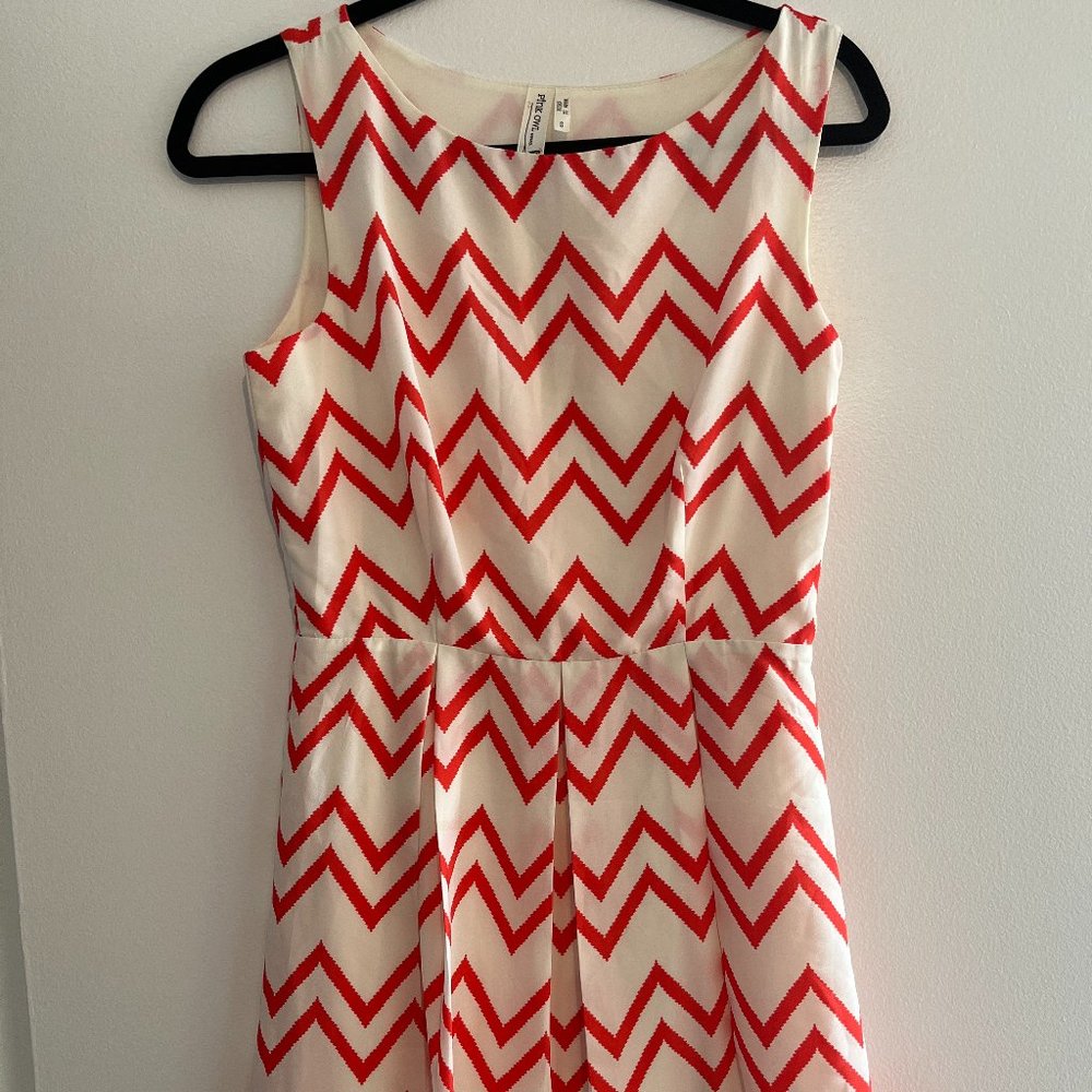 Orange & White Chevron Dress Size S